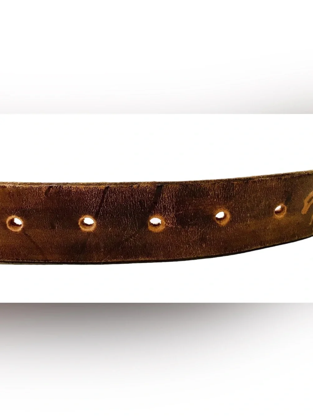 Vintage 1980’s Horses Leather Belt Youth 31” Name Arthur Hand Tooled Cowboy